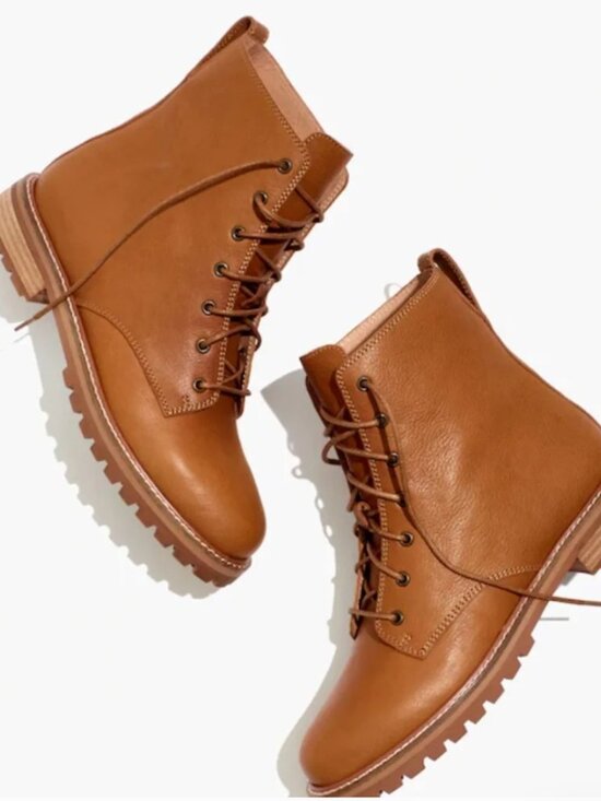 Madewell Shoes - Madewell Cognac Leather Lace-Up Women’s Boots
